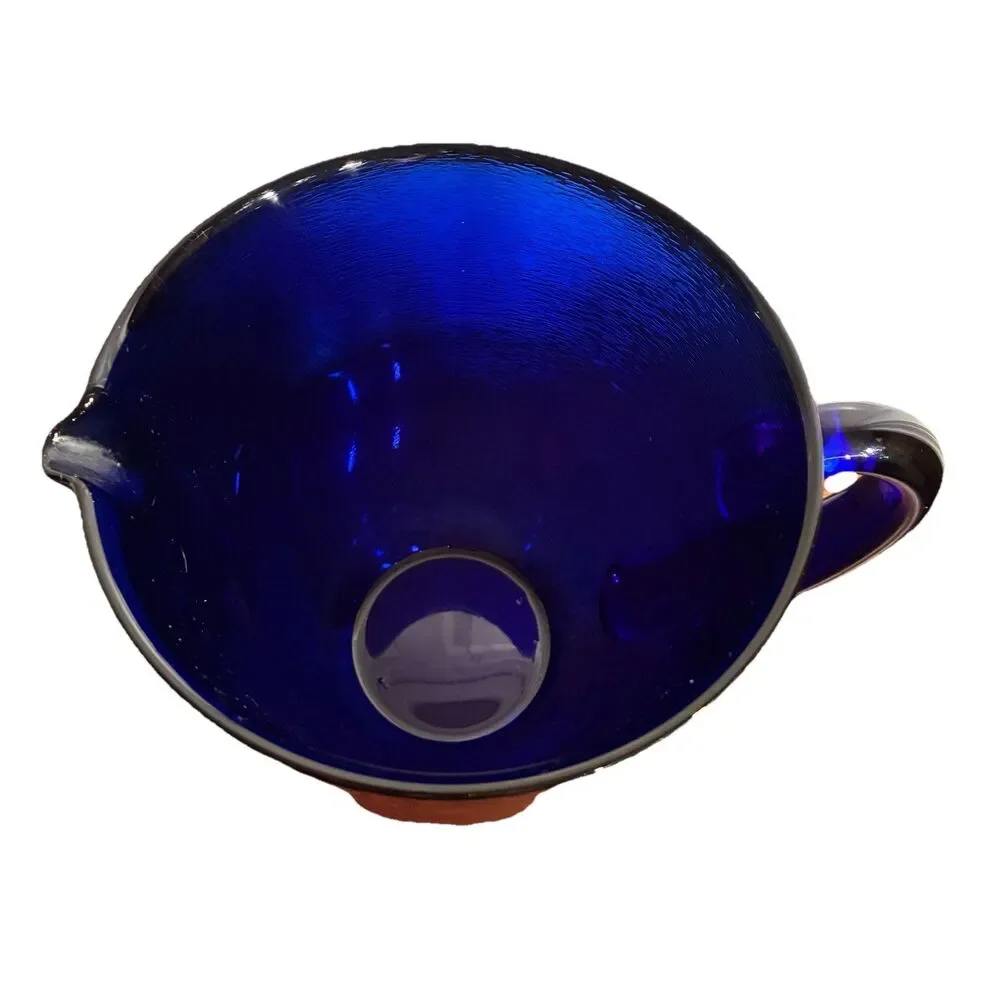 Vintage Cobalt Blue Textured Batter Bowl With Lip. 7” High 6” Across. Excellent